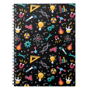 Caderno Espiral ícones de STEM: ciência, engenharia, etc.