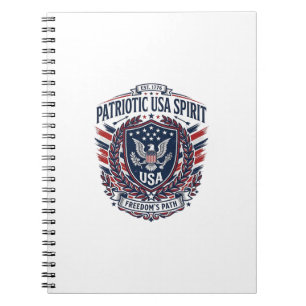 Caderno Espiral Ícones e Símbolos do Escudo da Liberdade Patriótic