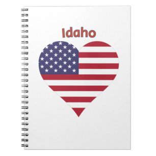 Caderno Espiral Idaho American Flag Heart