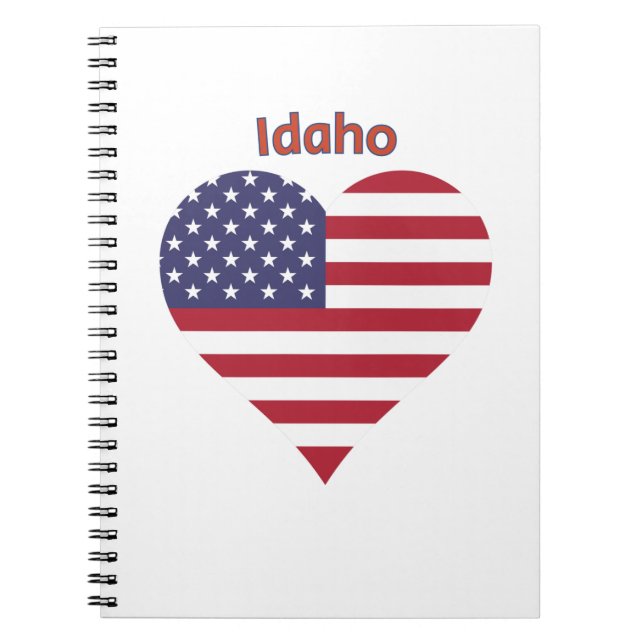 Caderno Espiral Idaho American Flag Heart (Frente)