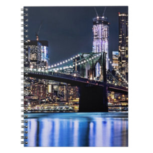 Caderno Espiral Ideia da reflexão da ponte de Brooklyn de New Yor