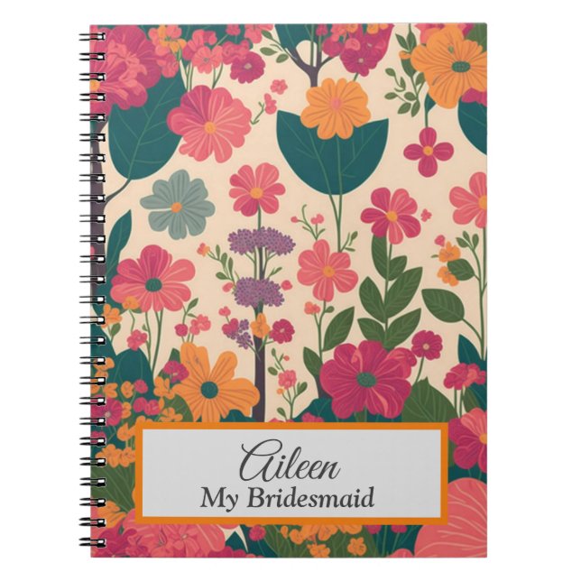 Caderno Espiral Ideia de oferta de Bridesmaid personalizada (Frente)