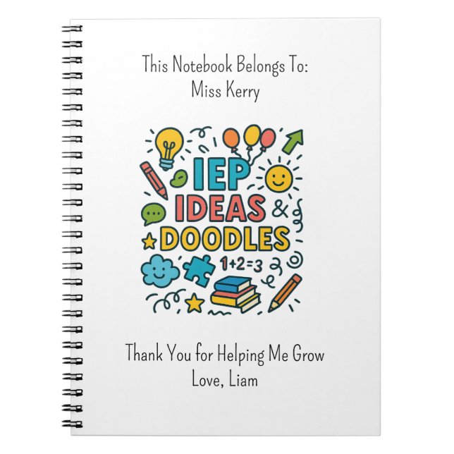 Caderno Espiral IEP Ideas, Doodles & Snacks | Inclusion (Frente)