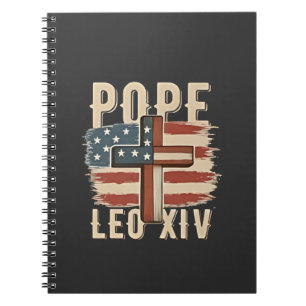 Caderno Espiral Igreja Cristã do Papa Leão XIV Bandeira dos EUA
