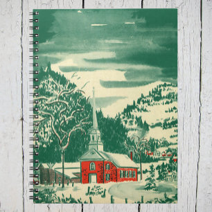 Caderno Espiral Igreja de Natal Vintage, Paisagem de Neve no Inver