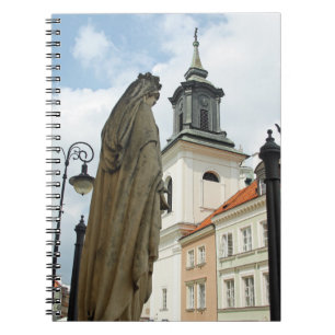Caderno Espiral Igreja e estátua de Varsóvia, Polônia