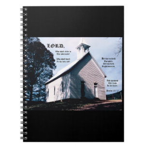 Caderno Espiral Igreja em um Morro com Salmo 15:1-2