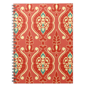 Caderno Espiral Ikat artesanal: Tecido de Boho Étnico