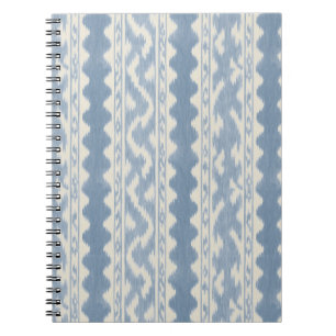 Caderno Espiral Ikat Azul Tempestade, Faixa Ondulada Fina