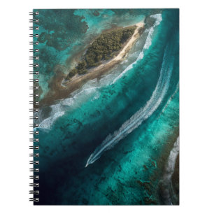 Caderno Espiral Ilha Escape Turquoise Ocean Aerial Photo
