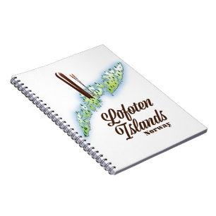 Caderno Espiral Ilhas Lofoten, poster de esqui na Noruega.