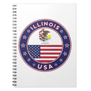 Caderno Espiral Illinois, t-shirt de Illinois, adesivo de Illinois