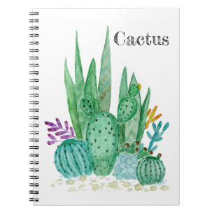 Caderno Espiral Illu floral do deserto das flores dos cactos da