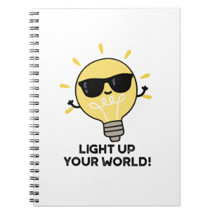 Caderno Espiral Ilumine Seu Mundo Piada Divertida Lâmpada Positiva