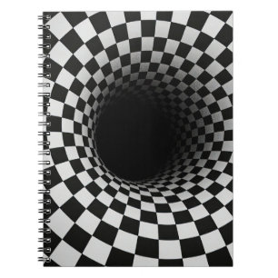 Caderno Espiral Ilusão Óptica de Túnel Preto e Branco