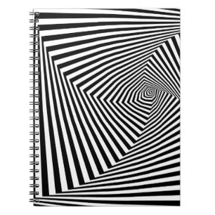Caderno Espiral Ilusões Ópticas: Abstrato Geométrico em Striped.