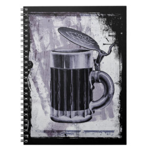 Caderno Espiral Ilustração Antiga da Caneca de cerveja de Cervej