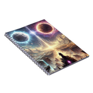 Caderno Espiral Ilustração circular de campo de batalha épico cele