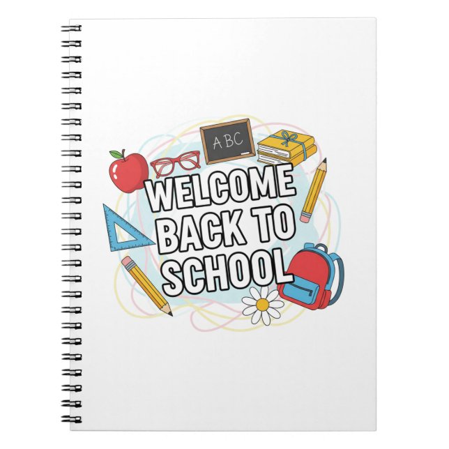 Caderno Espiral Ilustração Colorida de Volta à Escola (Frente)