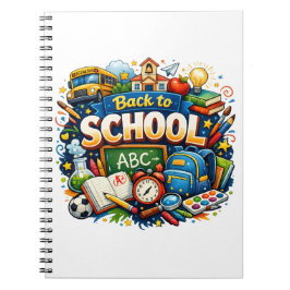 Caderno Espiral Ilustração Colorida de Volta às Aulas