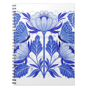 Caderno Espiral ilustração com borboletas e flores isoladas