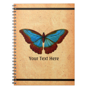 Caderno Espiral Ilustração da Borboleta Vintage