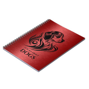 Caderno Espiral Ilustração da Cabeça de Beagle Ornamental Vermelha