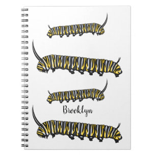 Caderno Espiral Ilustração da cartoon da lagarta monarca