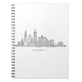 Caderno Espiral Ilustração da paisagem urbana de Chicago IL