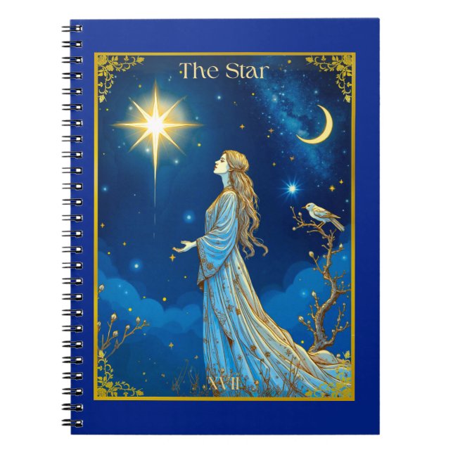 Caderno Espiral Ilustração da Placa Tarot, A Estrela (Frente)