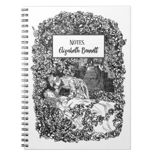 Caderno Espiral Ilustração da Vintage Personalizada da Bela Adorme
