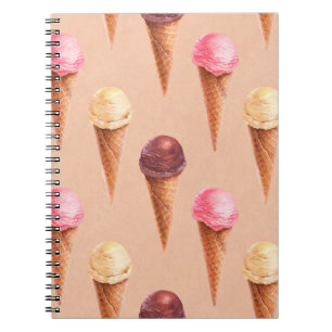 Caderno Espiral Ilustração de aquarela do sorvete. Pat sem costu