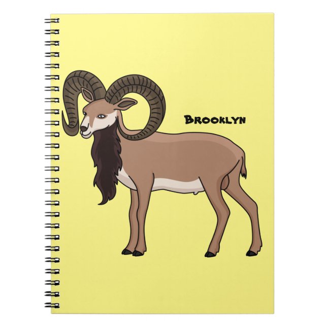 Caderno Espiral Ilustração de cabra Mouflon (Frente)