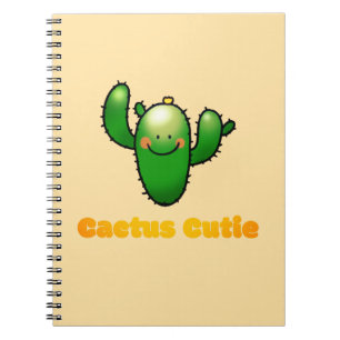 Caderno Espiral Ilustração de Cacto Sorridente Fofo