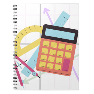 Caderno Espiral Ilustração de Calculadora Fofa e Materiais Escolar
