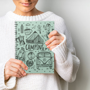 Caderno Espiral Ilustração de Camping no Exterior