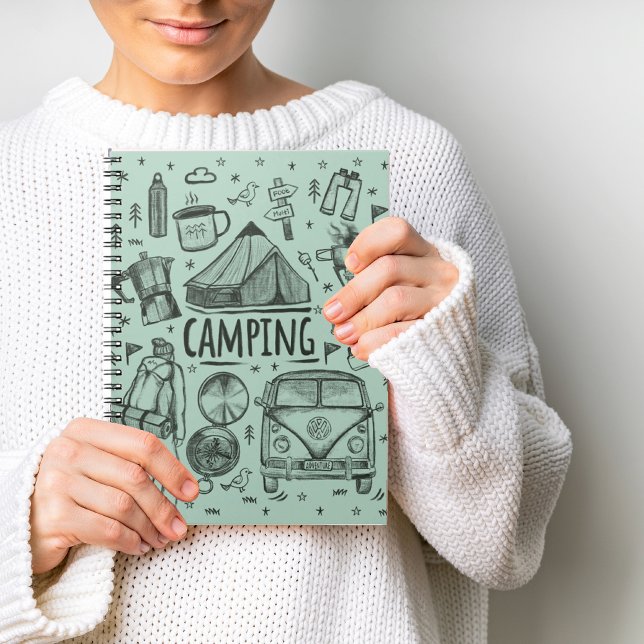 Caderno Espiral Ilustração de Camping no Exterior (Criador carregado)