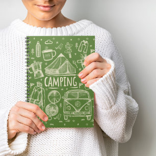 Caderno Espiral Ilustração de Camping no Exterior