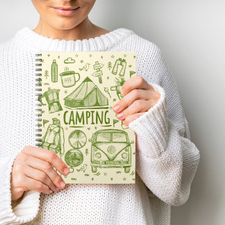 Caderno Espiral Ilustração de Camping no Exterior