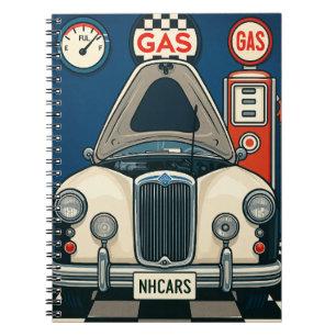 Caderno Espiral Ilustração de Carro Antiquado