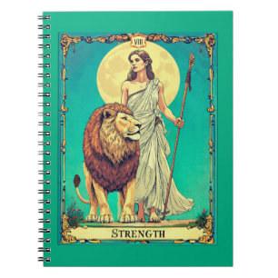 Caderno Espiral Ilustração de Carta de Tarot, Força