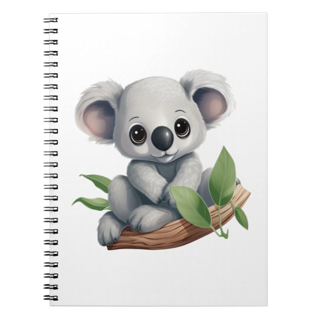 Caderno Espiral Ilustração de cartoon koala (Frente)