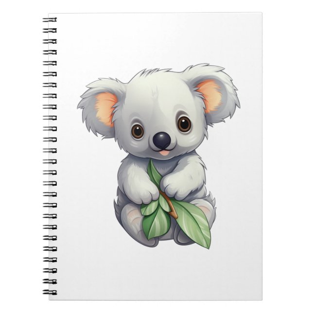 Caderno Espiral Ilustração de cartoon koala (Frente)