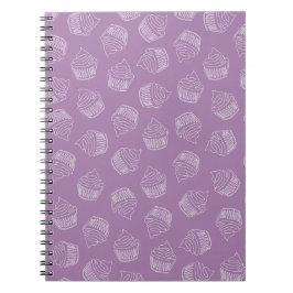 Caderno Espiral Ilustração de cupcake roxo