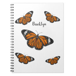 Caderno Espiral Ilustração de desenho animado da borboleta monarca
