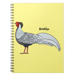 Caderno Espiral Ilustração de desenho animado de aves faisão prate