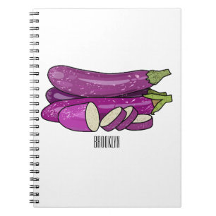 Caderno Espiral Ilustração de desenho animado de beringela