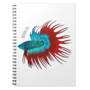 Caderno Espiral Ilustração de desenho animado de betta-rabo-cruzad