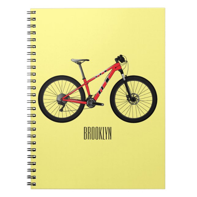 Caderno Espiral Ilustração de desenho animado de bicicleta (Frente)