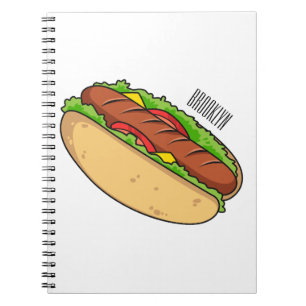 Caderno Espiral Ilustração de desenho animado de cachorro quente